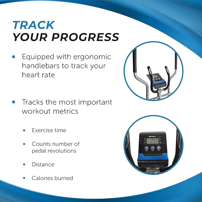 Stamina Elliptical Training Machine with Smart Workout App - Compact Standing Elliptical Machine for Home Workout - Up to 250 lbs Weight Capacity