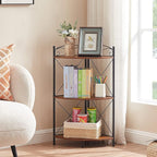 VECELO Corner Table/Cabinet with Storage Shelves, Free-Standing Organizer for Compact Space in Living Room/Study/Lobby/Bedroom