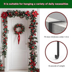 15" Wreath Hanger,Christmas Decorations, for Front Door, Indoor or Outdoor Over The Door Wreath Hook Hanger for Easter Spring Halloween Xmas Wreath Decorations, Steel Material, 20lb Load Bearing
