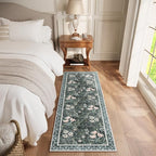 Non Slip Vintage Floral with Ornate Border Hallway Runner Rug - Long Runner Rugs 2x6 Washable Kitchen Floor Mat, Laundry Room Rug, Bathroom Runner