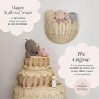 BEBE BASK Scalloped Wicker Wall Basket - The Original - Hand Woven Basket - Scalloped Décor Wall Hanging Baskets -16" x 10" x 7"In - Hanging Wall Basket (Natural)