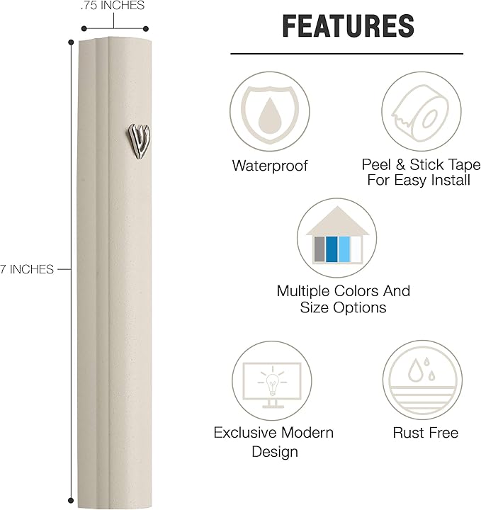 A&S Mezuzot Alumium Mezuzah Case in Silver Shin Design Weatherproof Door Mezuza Judaica Art for Home Blessing (Ivory, 7 Inches)