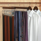 TOPIA HANGER 20 Hooks Belt Tie Hanger Space Saving for Closet, 2 IN 1 Belt Ties Racks Max 30 Belts with 30 Ties Capacity, Curved with Flat Hooks for Belts,Ties,Bras,Closet Organizers and Storage CT69A