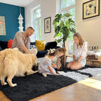 OLANLY 8x8 Machine Washable Large Area Rugs for Living Room, Bedroom, Soft Fluffy Shaggy Bedside Rug, Indoor Floor Carpet for Kids Girls and Boys, Dorms, Nursery, Home Decor Aesthetic, Black