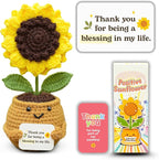 Emotional Support Crochet Sunflower Doll – Handmade Appreciation for Women, Teachers, Friends, Moms, Coworkers – Positive Affirmation Flower Pot with “You are a Blessing