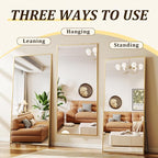 BEAUTYPEAK 80"x40" Rectangle Full Body Floor Mirrors, Full Length Mirror Hanging or Leaning, Aluminum Alloy Frame Wall Mirror for Bedroom, Dressing Room, Gold