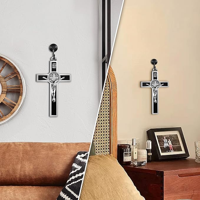 XIPENGKEJI Black Metal Enamel Crucifix,Christian Cross For Wall,Christ Inspirational Home Decor,Jesus Cross For Wall,Jesus Art Decor,Christian Gifts-5Inch X 2.9Inch