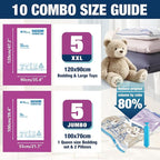 Vacuum Storage Bags Jumbo and XXL, Extra Large Vacuum Seal Bags for Bedding Blankets Comforters Clothing (5J+5XXL)