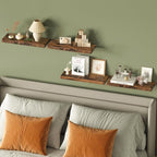 Fixwal Wood Floating Shelves, Wall Shelves Set of 4, Shelves for Wall Decor, with Invisible Brackets for Bathroom, Living Room,Bedroom and Kitchen(15.7in, Rustic Brown)