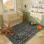 Traditional Design Vintage Floral Area Rug 5 x 7,Washable Area Rugs - Perfect for Living Room, Bedroom, Pet & Child Friendly, Nursery - Stain & Water Resistant Non-Slip, Dining Room Decor
