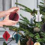 Draupnir Christmas Party Decorations, 10 PCS 3D Paper Christmas Tree Ornaments, Honeycomb Hanging Ornament for Xmas, New Year's Eve, Ceiling & Home Decorations