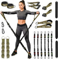 Tribe Lifting Tube Resistance Bands for Working Out Men and Women - 180lb Exercise Bands Set with Handles, Resistance Band Bar, Ankle Straps, Foot Straps, Door Anchor for Home Gym Strength Training