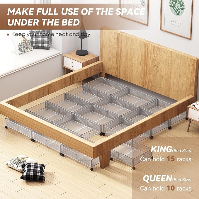 PHINOX Under Bed Storage, Under the Bed Storage Containers with Wheels, Under Bed Shoe Storage Organizer Drawer for Bedroom Clothes Shoes Blankets -2Pack