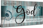 Christian Wall Decor Bible Verse Wall Art Give It to God and Go to Sleep Bedroom Pictures Faith Quote Canvas Painting Teal Religious Scripture Poster Dandelion Artwork Living Room Decorations 20x40"