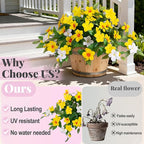 Artificial Hanging Faux Flowers for Outdoors Planters 2PCS Fake Flowers Silk Hibiscus Flowers for Outside Outdoor Faux Hanging Plants UV Resistant Spring Home Front Porch Decoration