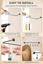 Cowboy Hat Rack for Wall Cowboy Hats Hook with 12 Clips Metal Cowboy Hat Hanger for Bucket Baseball Caps Sunhat Winter Beanies Fedora Hat Organizer Hat Holder on Wall Women Men Closet Black 2 Pcs