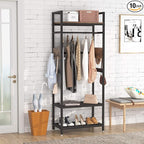 Tribesigns Small Heavy Duty Clothes Rack Set of 10 with Shelf and Hanging Rod, Freestanding Closet Organizer, Industrial Hall Tree Garments Rack for Small Space,Bedroom,27'' W X 69'' H, 10 pcs