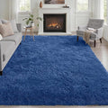 Fluffy 4x6 Area Rugs for Living Room Bedroom: Ultra Soft Shag Rug Non-Slip Non-Shedding Small Plush Bedside Rug Indoor Floor Carpets for Kids Room Playroom Entryway Nursery Dorms Home Decor Blue