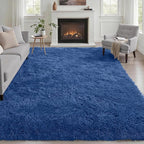 Fluffy 5x7 Area Rugs for Living Room Bedroom: Ultra Soft Shag Rug Non-Slip Non-Shedding Small Plush Bedside Rug Indoor Floor Carpets for Kids Room Playroom Entryway Nursery Dorms Home Decor Blue