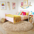 6‘x6’ Beige Round Rug for Bedroom, Ultra Soft Fluffy Circle Rug for Kids Girls Boys Room, Cute Shag Rugs for Living Room Playroom Tent Castle Home Decor Rug