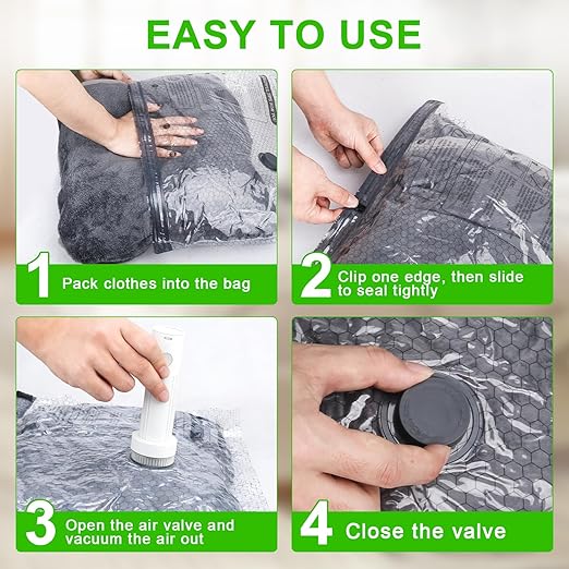 Vacuum Seal Bags for Clothing with Wireless Electric Pump - Travel & Home Use, 15 Pack Ideal Space Saver Vacuum Storage Bags, Ultimate Travel Vacuum Bags for Luggage