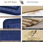 Large Bulletin Board, 72x48 Inches Cork Board Alternative, Large Felt Board Decorative Pin Board for Wall, Foldable Photo Board Self-Adhesive Vision Board with 36 Pushpins Dark Blue