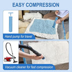 Vacuum Storage Bags with Hand Pump, Plastic Packaging Bags, 80% Space Saver Vacuum Seal Bags for Clothing, Travel Lugggage, Blankets, Comforters, 16 Combo