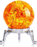 H&D HYALINE & DORA Glass Crystal Ball,40mm Ice Crack Ball,Crystal Ball Decorative for Accessories Rockery Ornaments,Orange