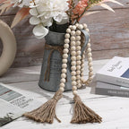 IMIKEYA Wooden Beads Garland: 2PCS Farmhouse Wood Bead Garland for Tiered Tray Farmhouse s Hanging Wood with Tassels Prayer Rustic s for Coffee Table Decor