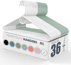 Neaties Heavy Duty Clothes Hangers 36 Pack – Made in the USA – 8lb Capacity Plastic Hangers for Adult Clothing – Durable for Pants, Coats, Jackets, or Jeans – White & Mint
