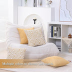 HPUK Decorative Throw Pillow Covers Set of 4 Geometric Design Linen Cushion Cover for Couch Sofa Living Room, 18"x18" inches, Ochre