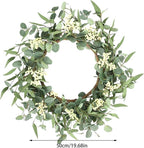 20 Inch Summer Wreaths for Front Door, Artificial Daisy Wildflower Lavender Front Door Wreath Spring,Green Eucalyptus Wreath for Window Wall Farmhouse Home Decor Porch Outdoor