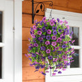 INQCMY Artificial Hanging Flowers with Basket for Spring Outdoor Decoration 3 Bunches of Silk Daisy Flower Uv Resistant for Garden Porch Patio Balcony Yard Decor (Purple1)