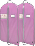 BALEINE 2PK Heavy Duty Garment Bag with Shoe Storage Travel Bag for Dresses, Suit, Coats Travel Essential (60", Pink)