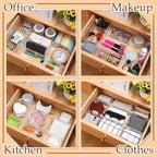 45 Pcs Adjustable Drawer Dividers with Fixed Buckle Drawer Organizer Box Dividers Back To School Gift for Socks Underwear Makeup Kitchen Bedroom Dresser Office Storage (Clear)
