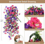 Artificial Hanging Flowers Plants for Outdoor Spring Summer Decoration, 2PCS Faux Silk Morning glory UV Resistant Look Real for Outside Home Indoor Planter Porch Garden Yard Decor(Deep Purple Red)