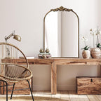 Ornate Baroque Vintage Gold Mirror - 24"X36" Arched Antique Brass Mirror with Full Metal Frame - Perfect for Entryway, Fireplace, Living Room, Hallway, or Bathroom Décor
