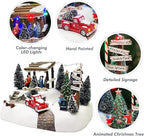 MOMENTS IN TIME Christmas Village Tree Animation Building Home Decor with LED Lights and Christmas Music Battery Operated (not Included)