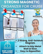 Cruise Ship Magnetic Door Organizer, Over The Door Organizer For Cruise Ships, Magnetic Shoe Rack - 3 Strong Anti-Scratch Magnets - Large Durable Pockets To Store Cruise Essentials 2026