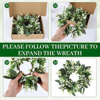 4 PCS Small Eucalyptus Leaves Cabinet Wreath Artificial Mini Spring Summer Greenery Kitchen Wreaths Vintage Swags Wreath with Retro Burlap Ribbon for Farmhouse Rustic Home Door Wedding Wall Decor