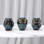 Owl figurine and sculptures for shelf decor accents,3 wise Owl statue for living room bedroom decoration,Retro animal decor,boho gift for women bird lover,see no evil hear no evil speak no evil