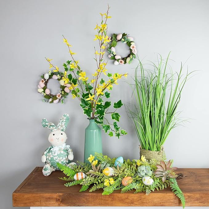 Northlight Fern and Succulents Artificial Spring Teardrop Swag - 28"