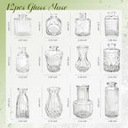 Der Rose Glass Bud Vases Set of 12, Small Bud Vases for Flowers, Rustic Wedding Centerpieces and Home Decor