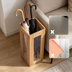 Umbrella Stand with Removable Plastic Drip Tray, Spacious Storage Bucket, for Home Entryway Decoration and Hotel Lobbies, Features a Solid Wood Umbrella Bucket, Acrylic Frame(Natural)