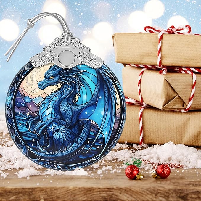 Irina Dragon Stained Glass Christmas Ornament - Beautiful Dragon Christmas Tree Decoration, Gift Idea