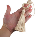 2 Pack 12 Inch Key Tassel with 4 Inch Cord Loop, Handmade Terylene Tassel with Wooden Ring, DIY Decorative Craft Tassels