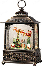 Christmas Snow Globes Church Snow Globe Lantern, Lighted Christmas Decorations Indoor for Home with Music Timer Glitter, Santa Claus Reindeer, Home Decor, USB & Battery Operated 10.4 inch