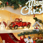 SOFFEE DESIGN 12'' Iron Classic Red Truck Pick-up Model Collectible Vehicle Decoration, Collectible Figurine Home Décor Desktop Car Accessory Christmas Decor Car Display Wine Holder