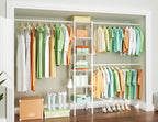Ulif M1 Closet Storage Organizer System, 6 Tiers Heavy Duty Metal Garment Rack with 3 Expandable Hanger Rods, Wall Mounted Space Saver Suits from 5.4-8.7 ft. Width, 71.2”H x 14”D, 700LBS, White