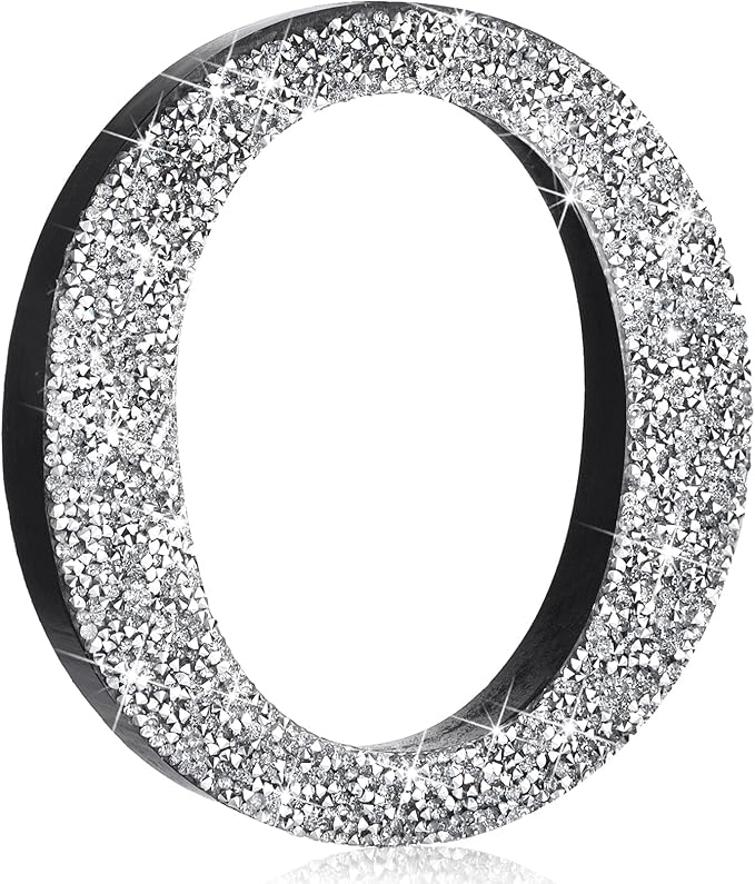 Qunclay 5.7" Silver Crystal Diamond Bling Letters Crushed Diamond Decoration Wooden Glitter Letter with Screw and Hooks Rhinestone Gift for Wedding Y2k Mcbling Bedroom Wall Decor (Letter O)